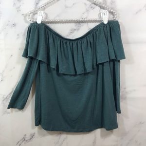 American Eagle Soft & Sexy Ruffle Off Shoulder Top